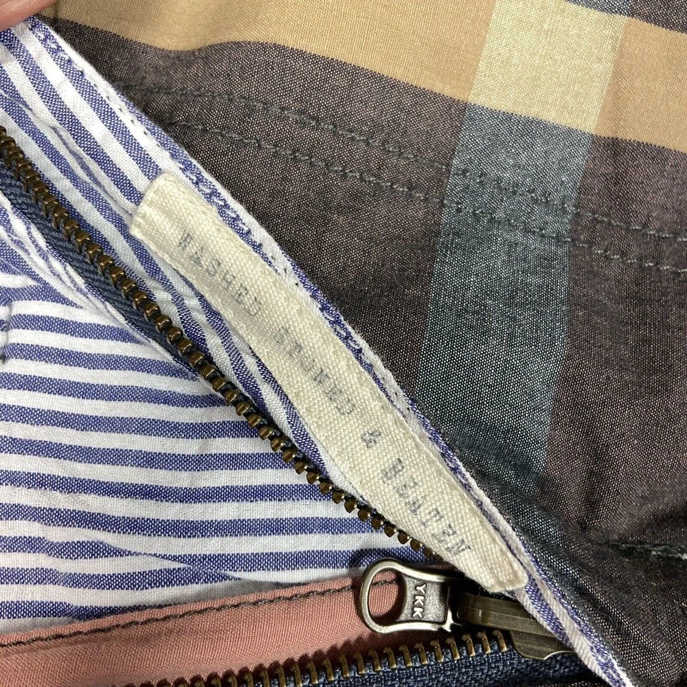 Washed Stoned & Beaten Shorts Mens 30 Seersucker Reversible Plaid